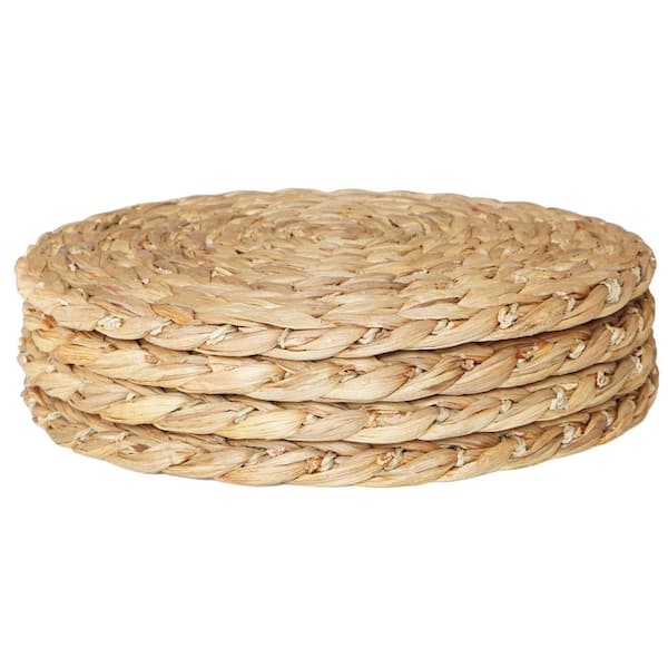 Vintiquewise Set of 4 Decorative Round 11.5 Natural Woven Handmade Water Hyacinth Placemats