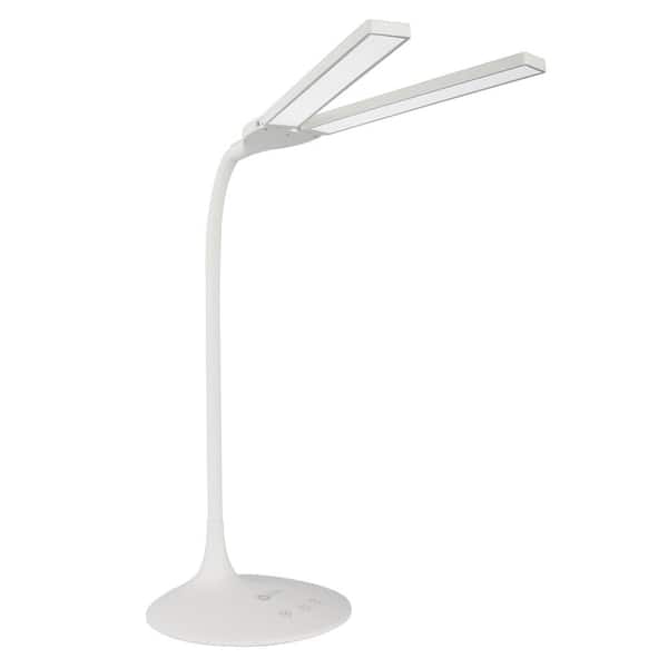 OttLite 13.25 in. to 26 in. White Dual Head Desk LED Lamp