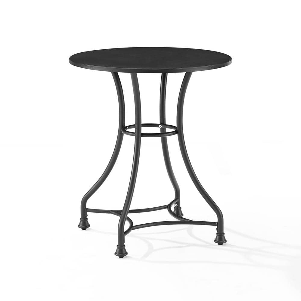 CROSLEY FURNITURE Astrid Matte Black Metal Round Outdoor Bistro Table