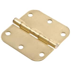 3-1/2 in. Satin Brass Residential Door Hinge with 5/8 in. Round Corner Removable Pin Full Mortise (9-Pack)