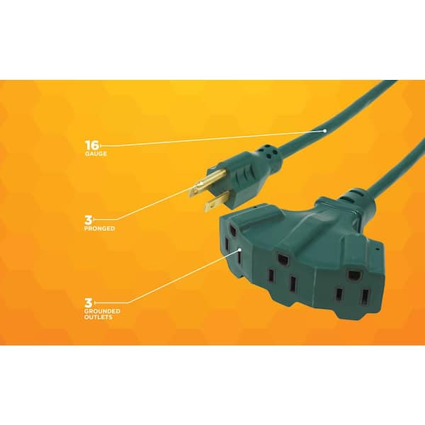 Woods 8 ft. 16/3 SJTW Tri-Source (Multi-Outlet) Yard Master Outdoor  Extension Cord 2466 - The Home Depot