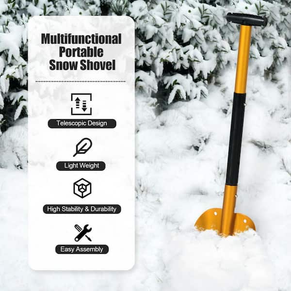 WELLFOR 32.5 in. Aluminum Handle Aluminum Adjustable Snow Shovel in Gold  NP-HGY-10217 The Home Depot