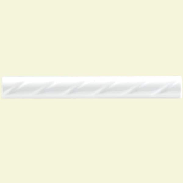 Merola Tile White Rope 1 in. x 8 in. Ceramic Pencil Wall Trim Tile