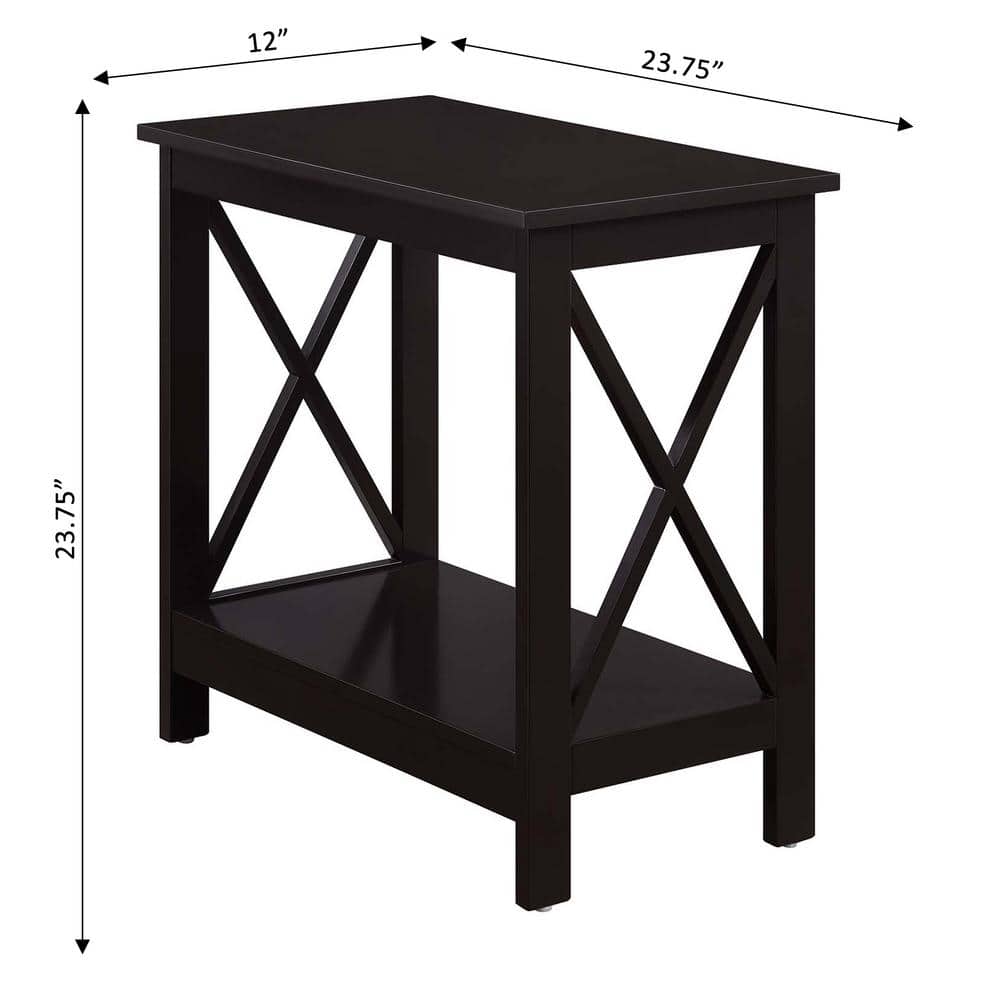 Espresso Slim Chairside End Table with Open Shelving