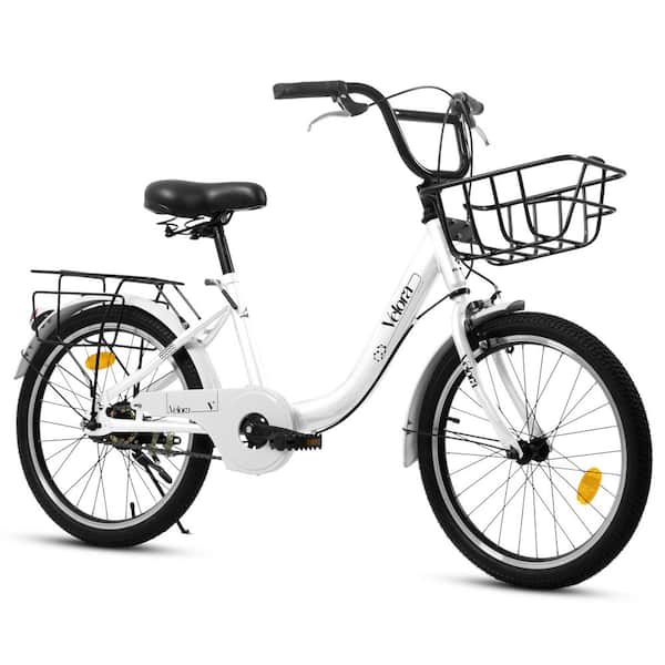20 in. White Steel Kids Bike 1-Speed with Coaster Brake and V-Brake