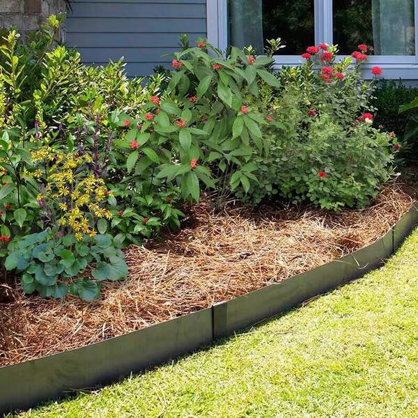 Unbranded - 6 Pack 40 in. L x 8 in. H Quartz Grey Steel Garden Landscape Edging for Straight/Mild Curved Lines w/ Gloves & 10 Stakes