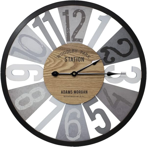 Sorbus 24 in. Round Rustic Wood Frame Decorative Wall Clock Roman Numeral