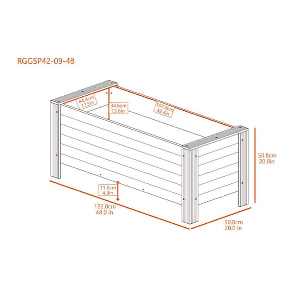 New Age Garden 48 in. Walnut Material Rectangular Planter, Outdoor