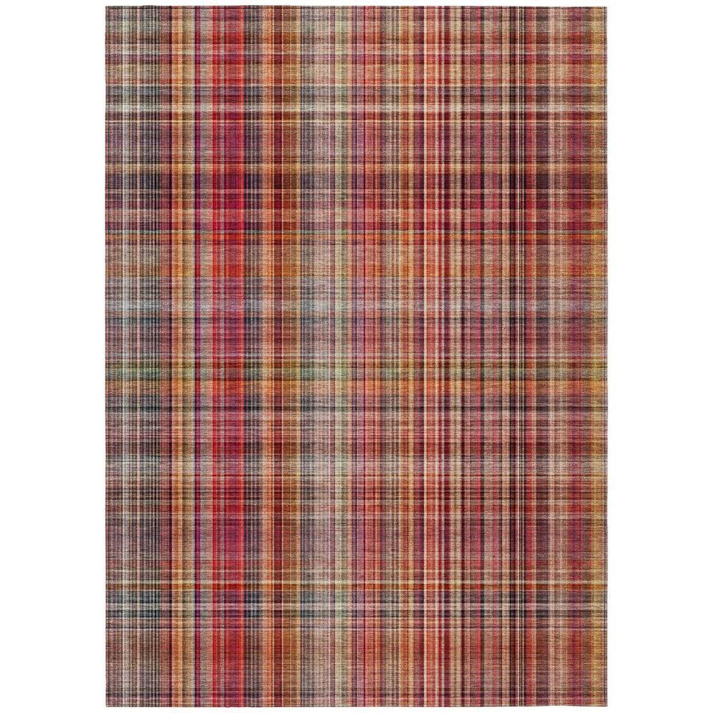 HomeRoots Red 8 ft. x 10 ft. Woven Plaid Rectangle Indoor/Outdoor Area ...