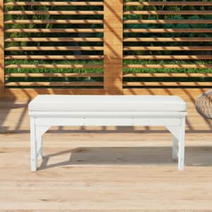FadingFree White Rectangle Outdoor Patio Bench Cushion 39.5 in. x 18.5 in. x 2.5 in.