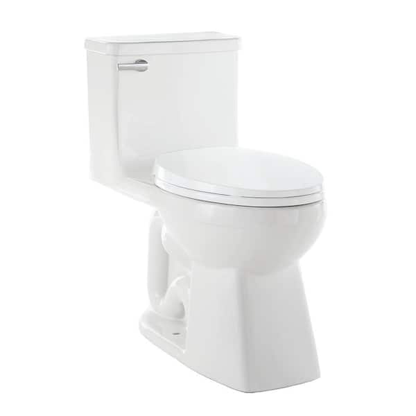 Power Flush 12 in. Rough In 1-Piece 1.28 GPF Single Flush Elongated Toilet in White, Seat Included