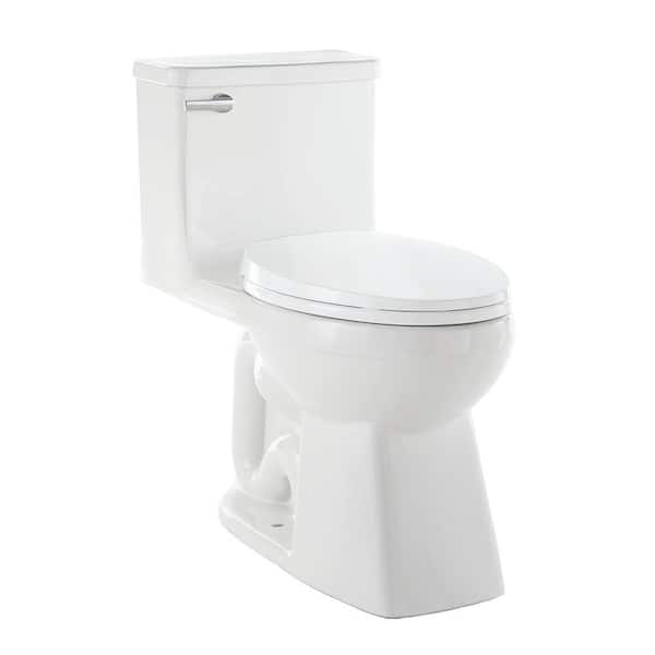 Glacier Bay Power Flush 1-piece 1.28 GPF Single-Flush Elongated Toilet in White Seat Included