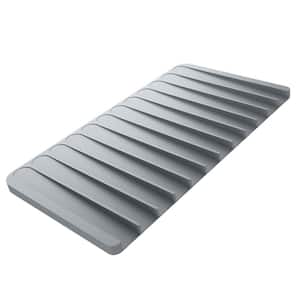 Self-Draining Light Grey Silicone Dish Drying Mat or Trivet for Kitchen Counter