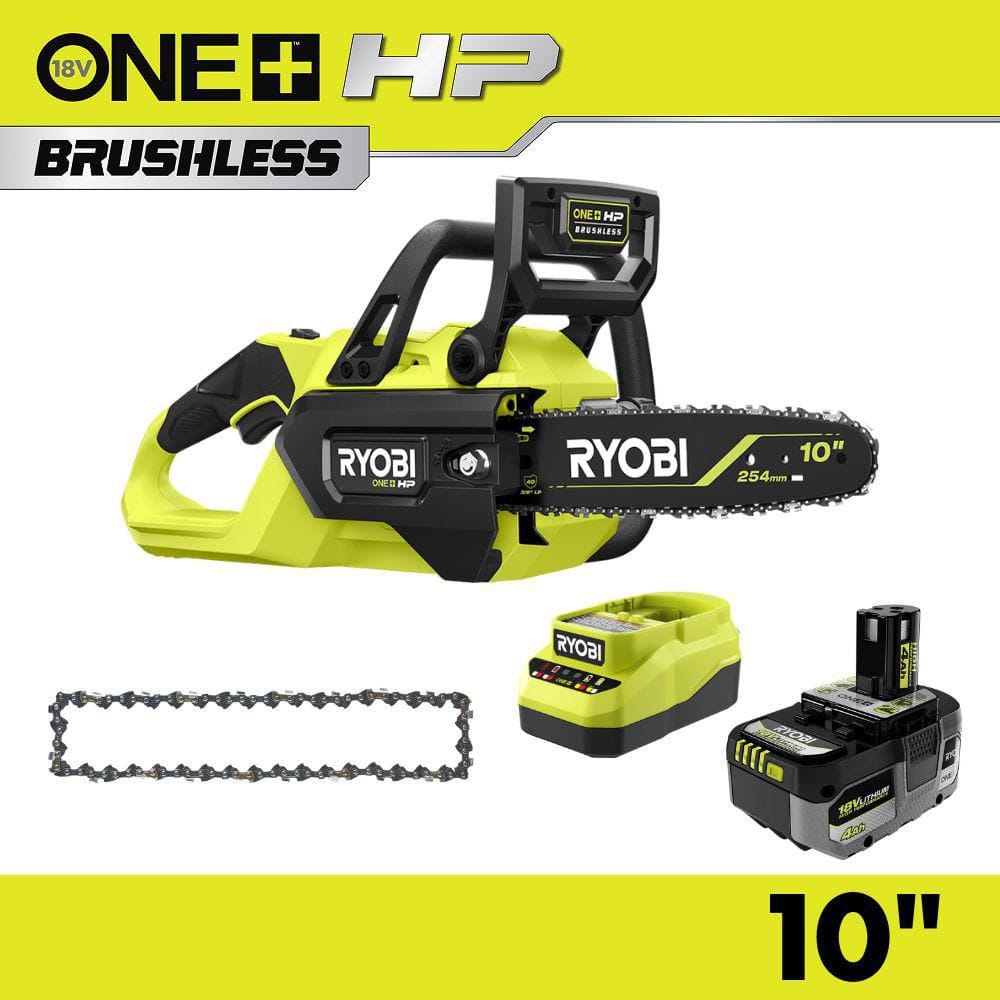 RYOBI ONE+ HP 18V Brushless 10 in. Battery Chainsaw with Extra
