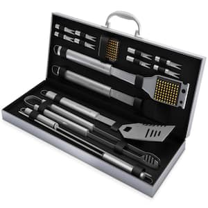 16-Piece Stainless Steel BBQ Grill Tool Set with Aluminum Case