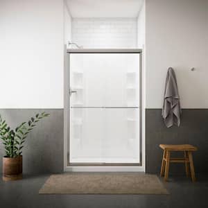 Finesse 43-48 in. x 70 in. Frameless Sliding Shower Door in Silver with Handle