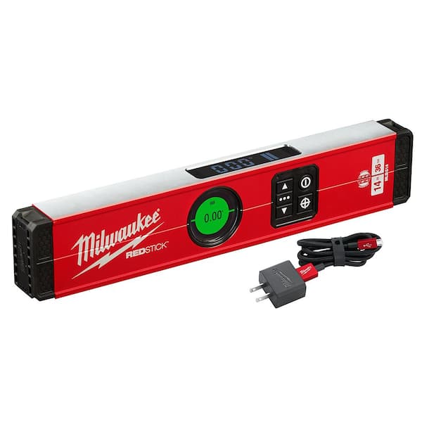 Milwaukee - 14 in. REDSTICK Digital Box Level with Pin-Point Measurement Technology and 7 in. Rafter Square