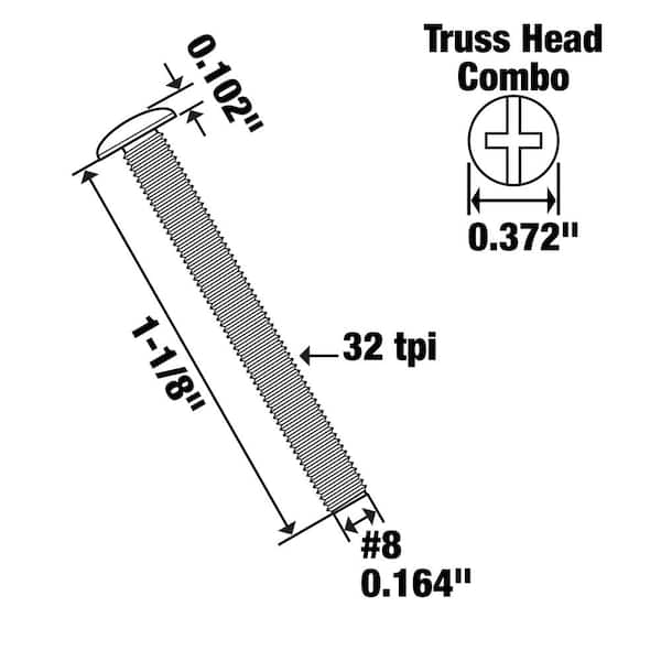 Everbilt #8-32 x 1-1/8 in. Zinc Plated Combo Truss Head Machine Screw (8-Pack) 832581