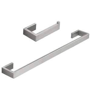 Wall Mounted 2-Piece Bath Hardware Set with Towel Bar Toilet Paper Holder in Brushed Nickel