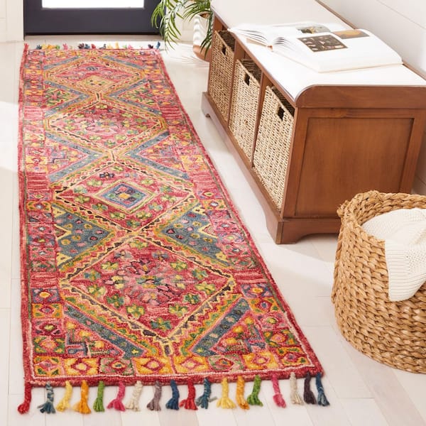 Aspen 2 ft. x 7 ft. Red/Blue Tribal Runner Rug