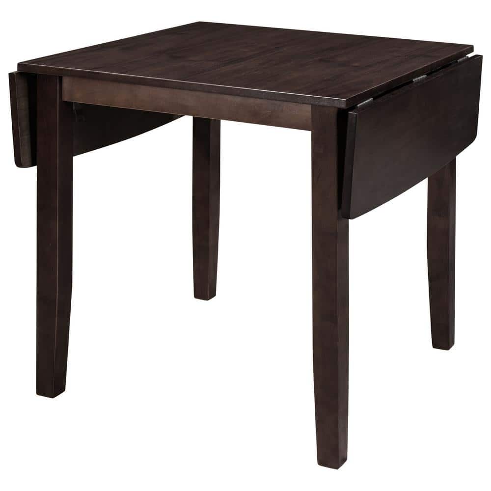 Espresso Solid Wood Drop Leaf Dining Table Set with X-Back Chairs