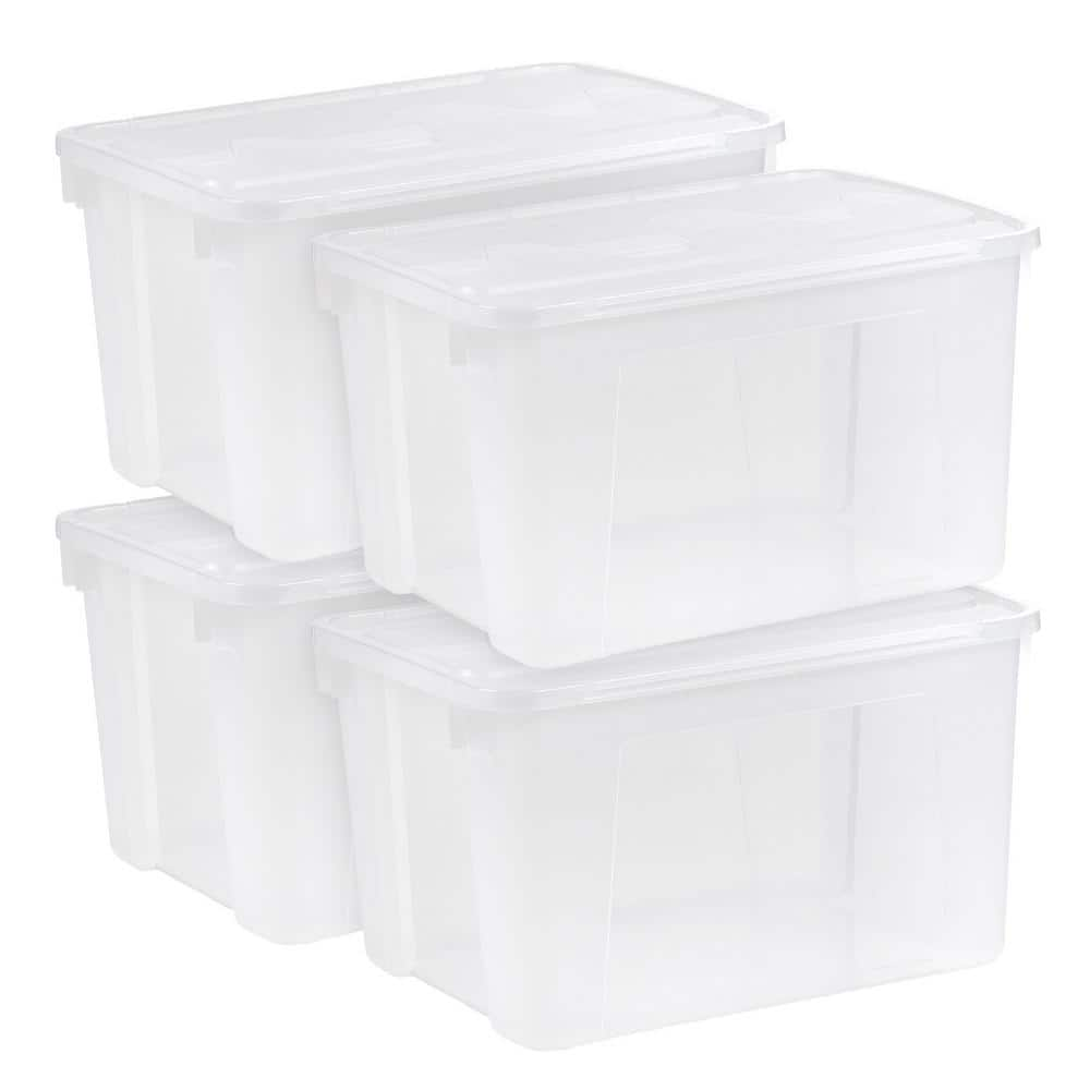 IRIS USA 50 qt. Plastic Storage Tote with Wing Lid in Clear (4-Pack ...