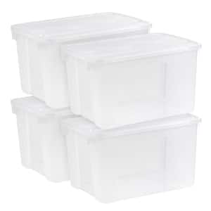 50 qt. Plastic Storage Tote with Wing Lid in Clear (4-Pack)