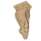 12-1/4 in. x 5-3/8 in. x 3-7/8 in. Unfinished Large Hand Carved North American Solid Alder Acanthus Leaf Wood Corbel