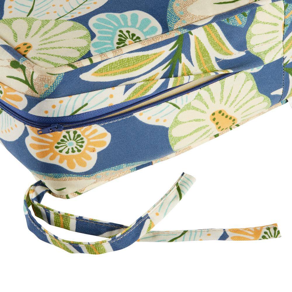 Marlow Blue Floral Contemporary Deep Seat Chair Cushion Set