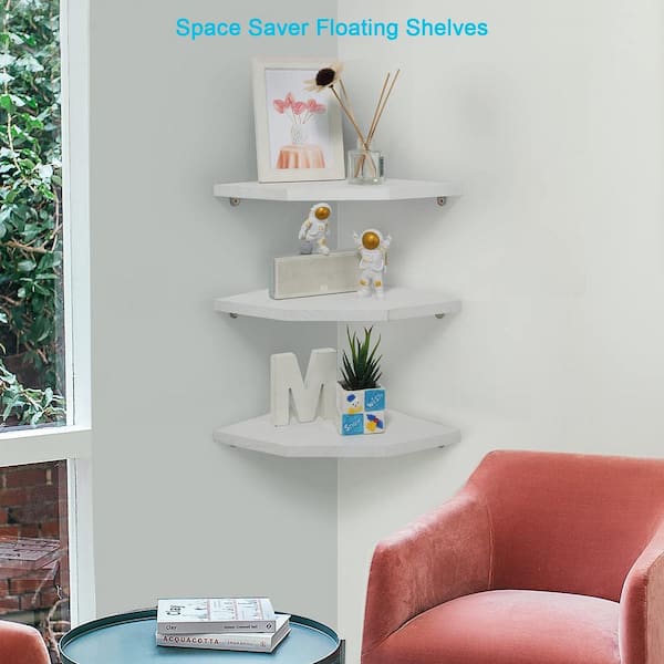 4 Pack Corner Floating Shelves Wall Mounted Storage for Bedroom, Living  Room New