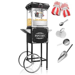 640 W 4 oz. Black Vintage Style Popcorn Machine with Cart