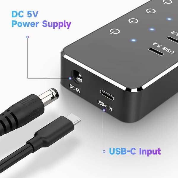 LMP USB-C Hub – 7 Ports (4x USB-A, 3x USB-C) Mit 36 W Netzteil