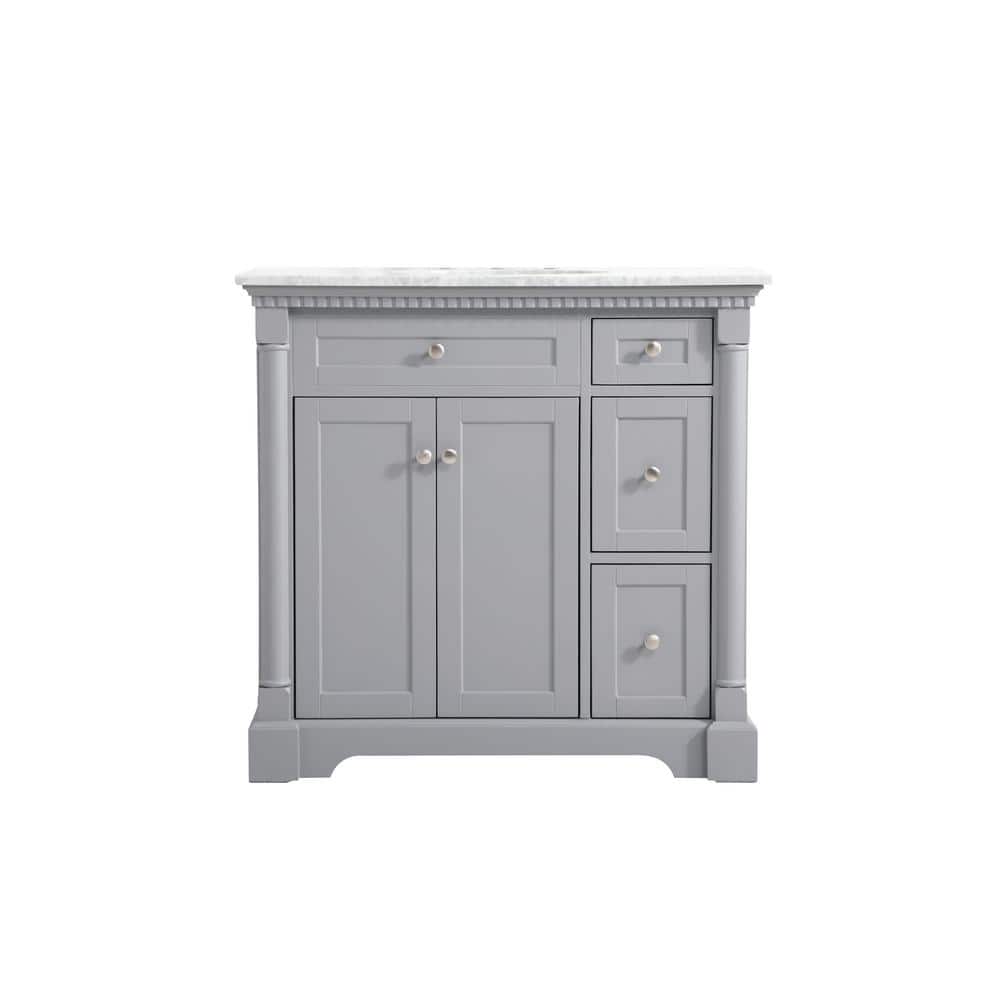Simply Living 36 in. W x 21.5 in. D x 35 in. H Bath Vanity in Grey with Car