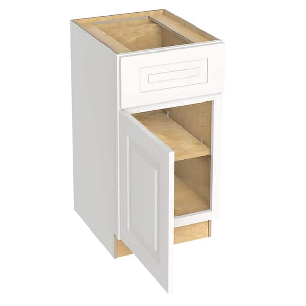 Home Decorators Collection Grayson 18 in. W x 21 in. D x 34.5 in. H Assembled Plywood Base Bath Cabinet in Pacific White with Soft Close LH