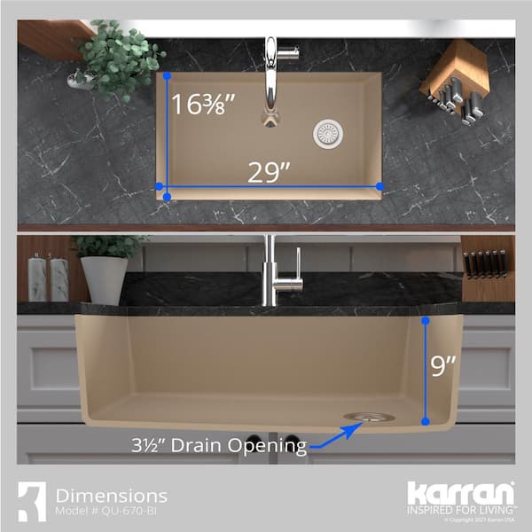 Karran Undermount Quartz/Granite Composite 32 in. Single