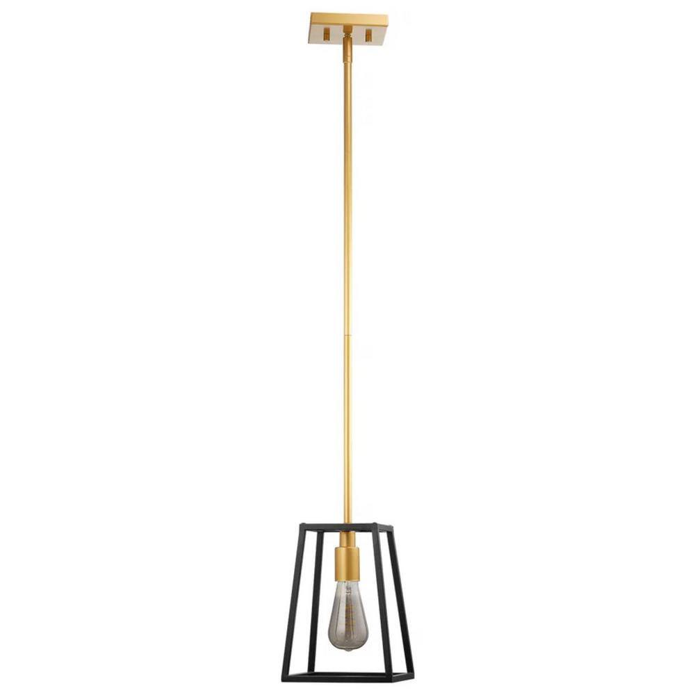60-Watt 1-Light Black and Gold Unshaded Pendant Light with Rectangular Iron Frame, No Bulbs Included price history on PriceWatchPro