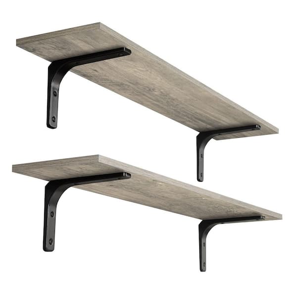 39.4 in. W x 7.9 in. D Long Wall Shelves,Floating Shelves for Wall Set of 2,Gray Wash,Decorative Wall Shelf and Brackets