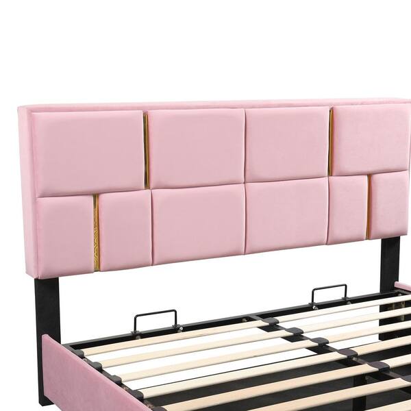 Bliss Velvet Full Bed in Pink - Hyme Furniture