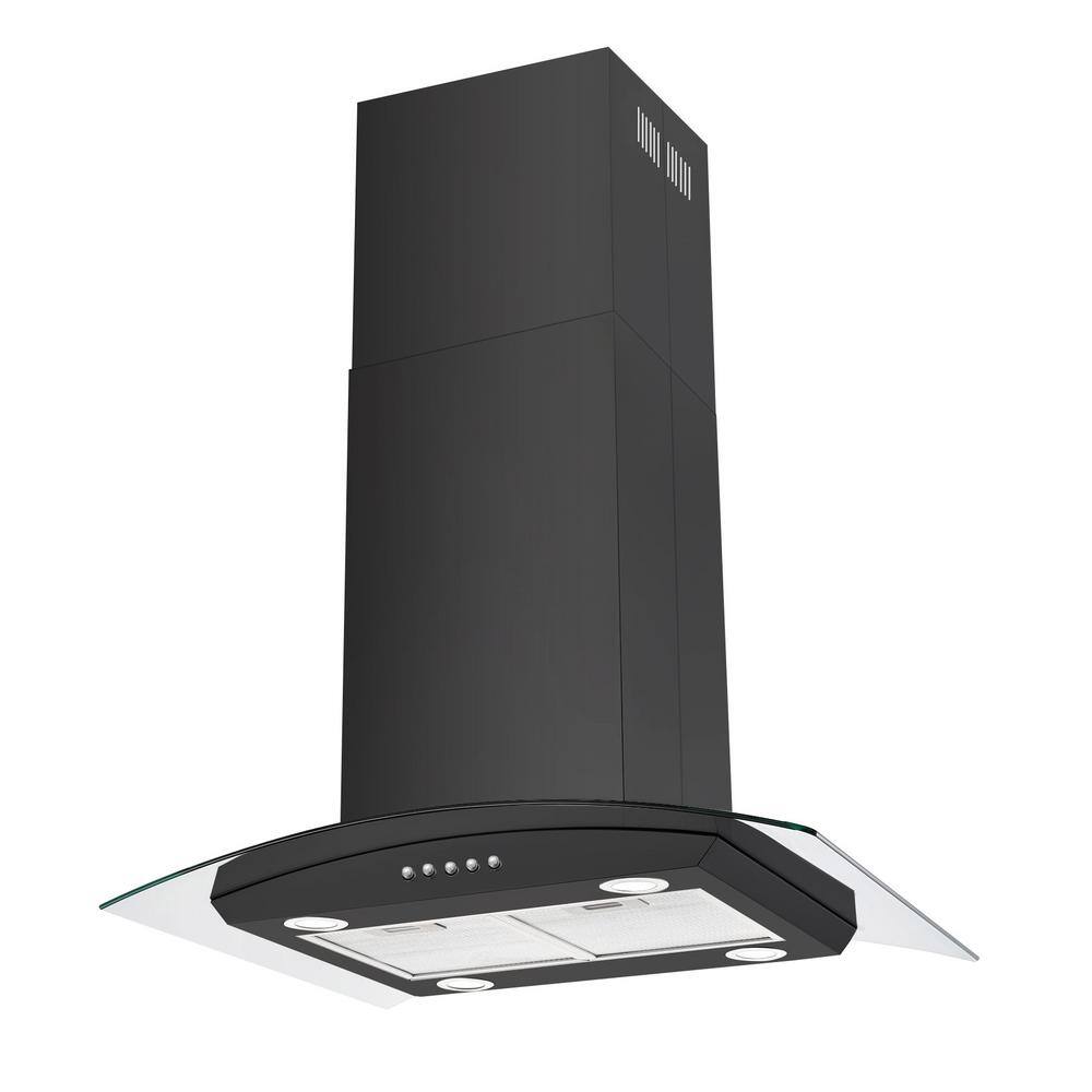 30 in. 700 CFM Ducted Island Range Hood in Black Stainless Steel with 4 LED