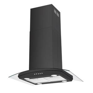 30 in. 700 CFM Ducted Island Range Hood in Black Stainless Steel with 4 LED Lights and Fan