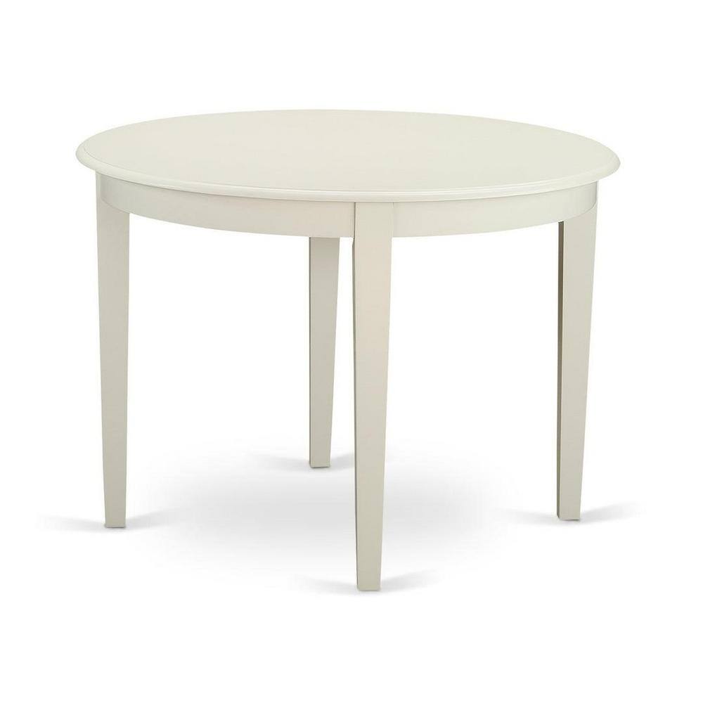 Linen White Modern 5-Piece Round Dining Set with Fabric Chairs