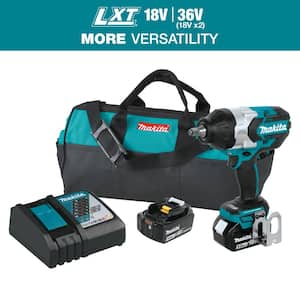 18V LXT Lithium-Ion Brushless Cordless High Torque 1/2 in. Square Drive Impact Wrench w/ (2) Batteries 5.0Ah, Bag