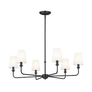 Pallas 32.25 in. 6-Light Black Traditional Shaded Circle Chandelier for Dining Room