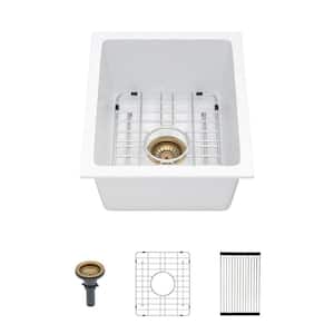 17.55 in. Undermount Single Bowl White Granite Composite Kitchen Sink