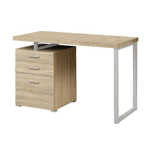 Monarch Specialties 48 in. Rectangular Natural 3 Drawer Computer Desk ...