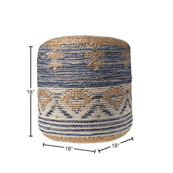 LR Home Basket Weave Hemp Natural Jute Pouf Ottoman - Bed Bath & Beyond -  20600560