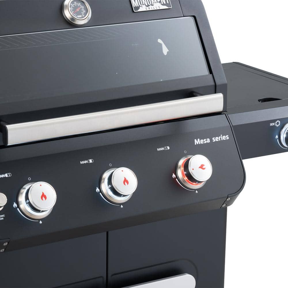 Mesa Black Stainless Steel 3-Burner Propane Gas Grill with Side Burner