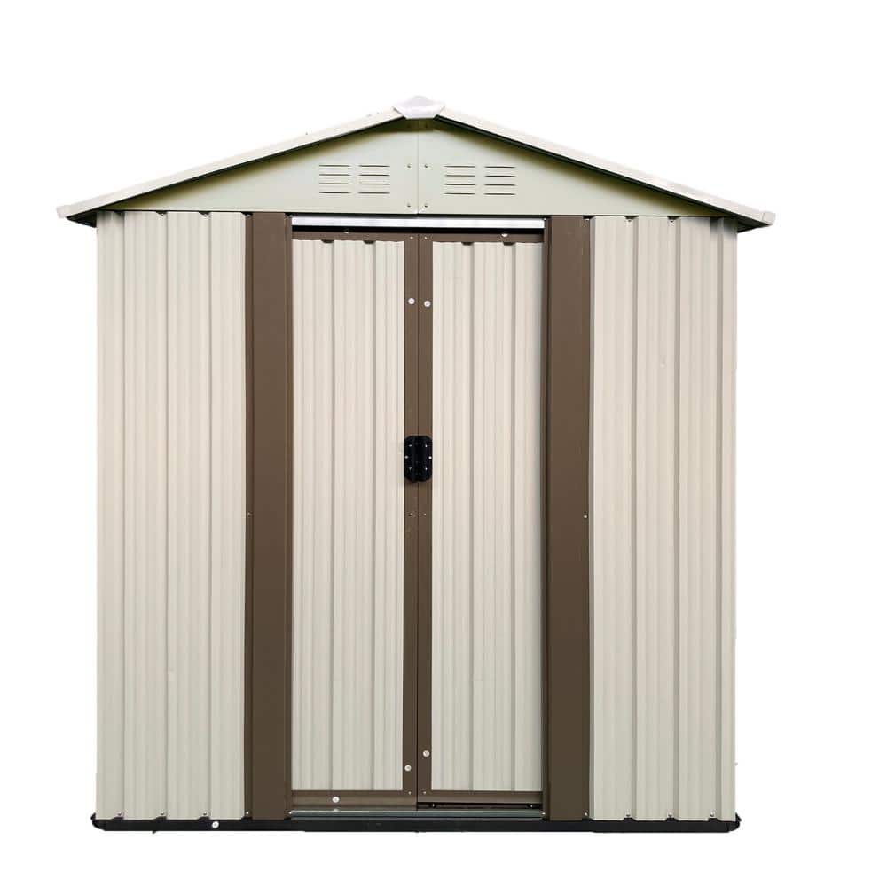 Outdoor 5 ft. W x 3 ft. D Storage Garden Metal Shed Apex Roof Brown with Aluminum Frame(15 sq. ft. ), White price history on PriceWatchPro