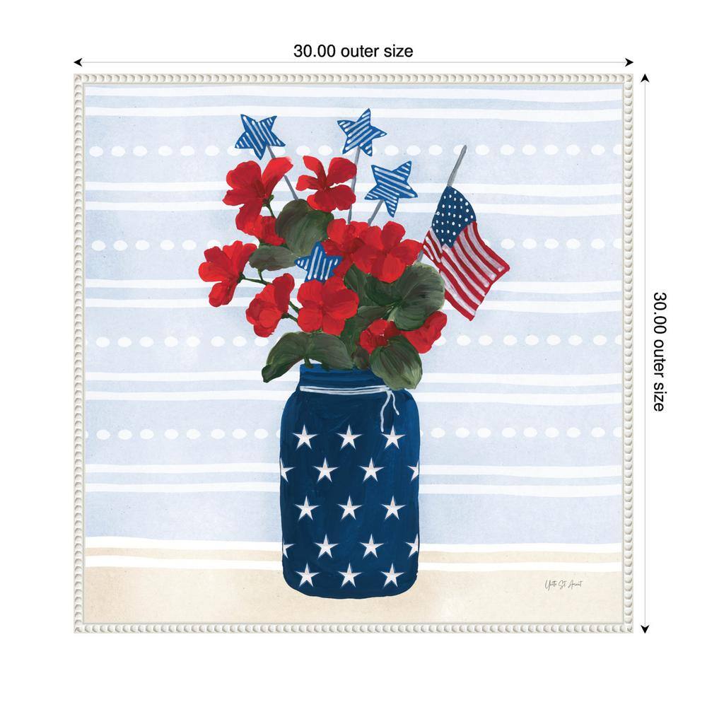 Patriotic Floral Canvas Print with White Frame, 30" x 30"