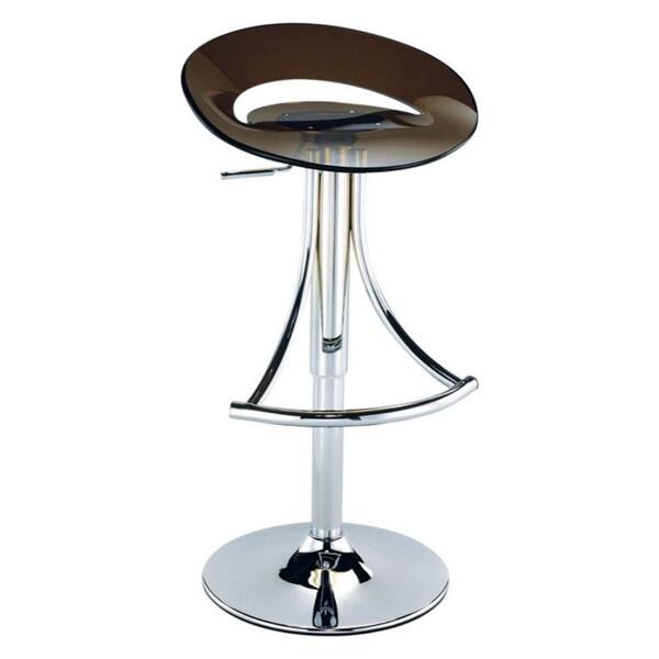Benjara 29 in. Gray and Chrome Backless Metal Bar Stool with Plastic Seat